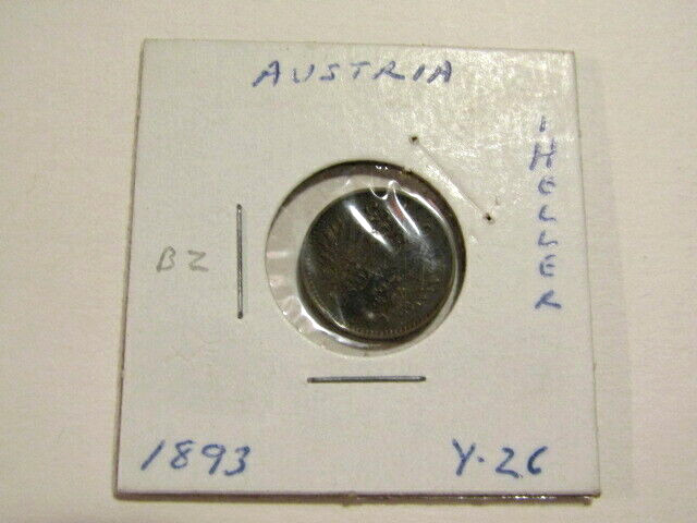 Austria 1893 1 Heller Old Coin