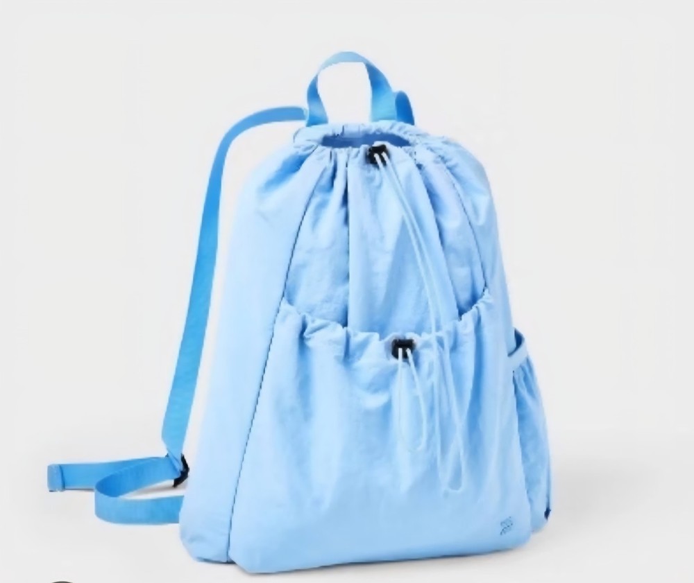 All in Motion Light Blue Backpack Drawstring Closure 3 Pockets Water Resistant