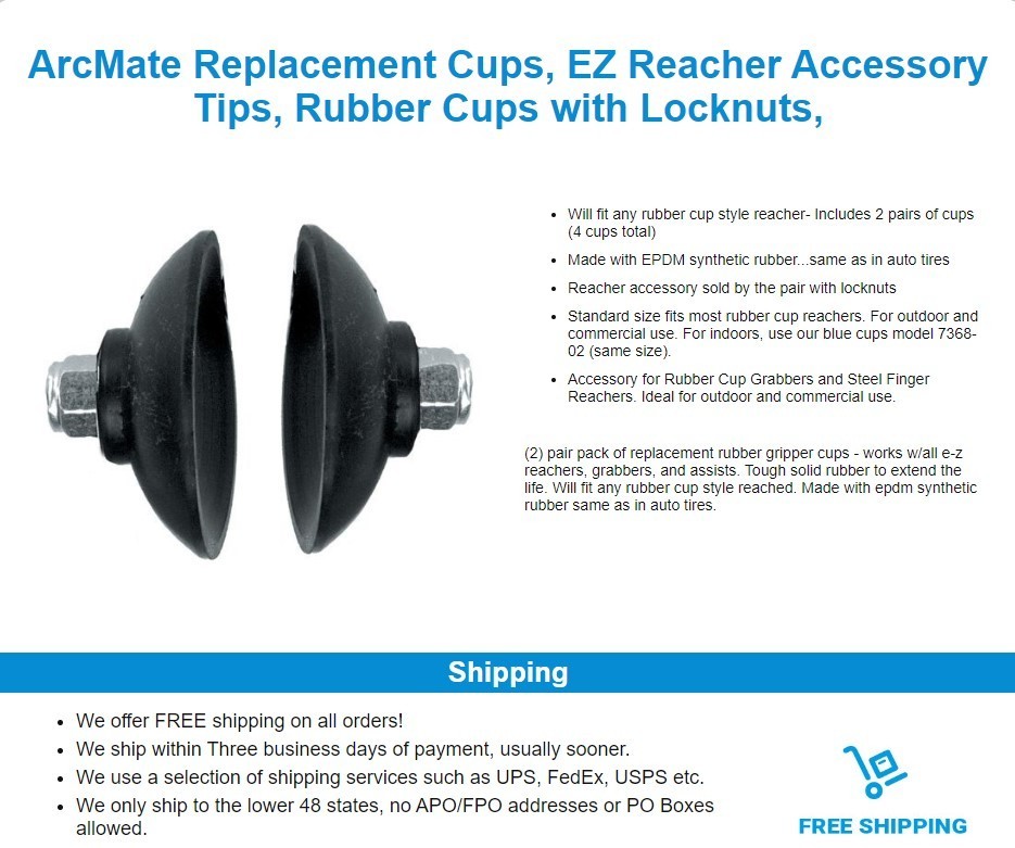 E-Z Reacher Replacement Cups Pair