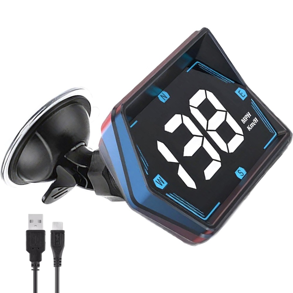 HUD GPS Head Up Display Speedometer With 360° Rotating Suction Cup Overspeed