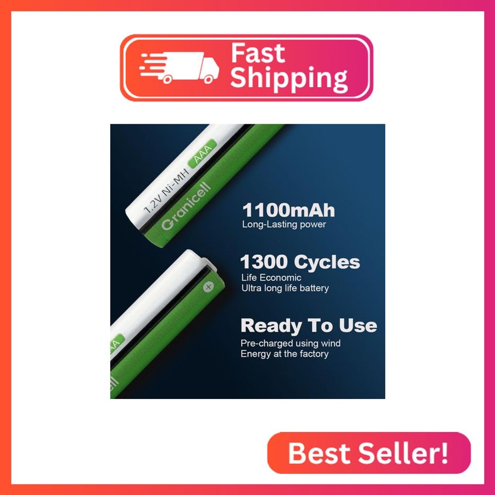 Granicell AAA Rechargeable Batteries 1100 mAh High Capacity 1300 Cycle,1.2V NiMH