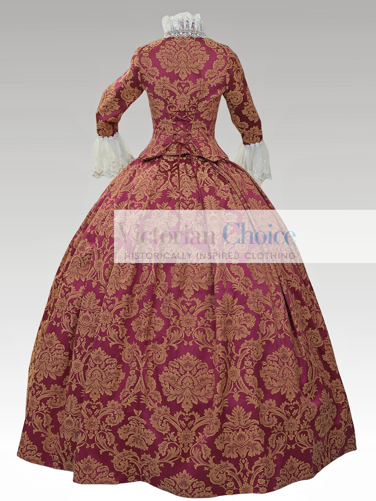 Georgian Bridgerton Queen Charlotte Victorian Brocade Ball Gown Period Dress 609