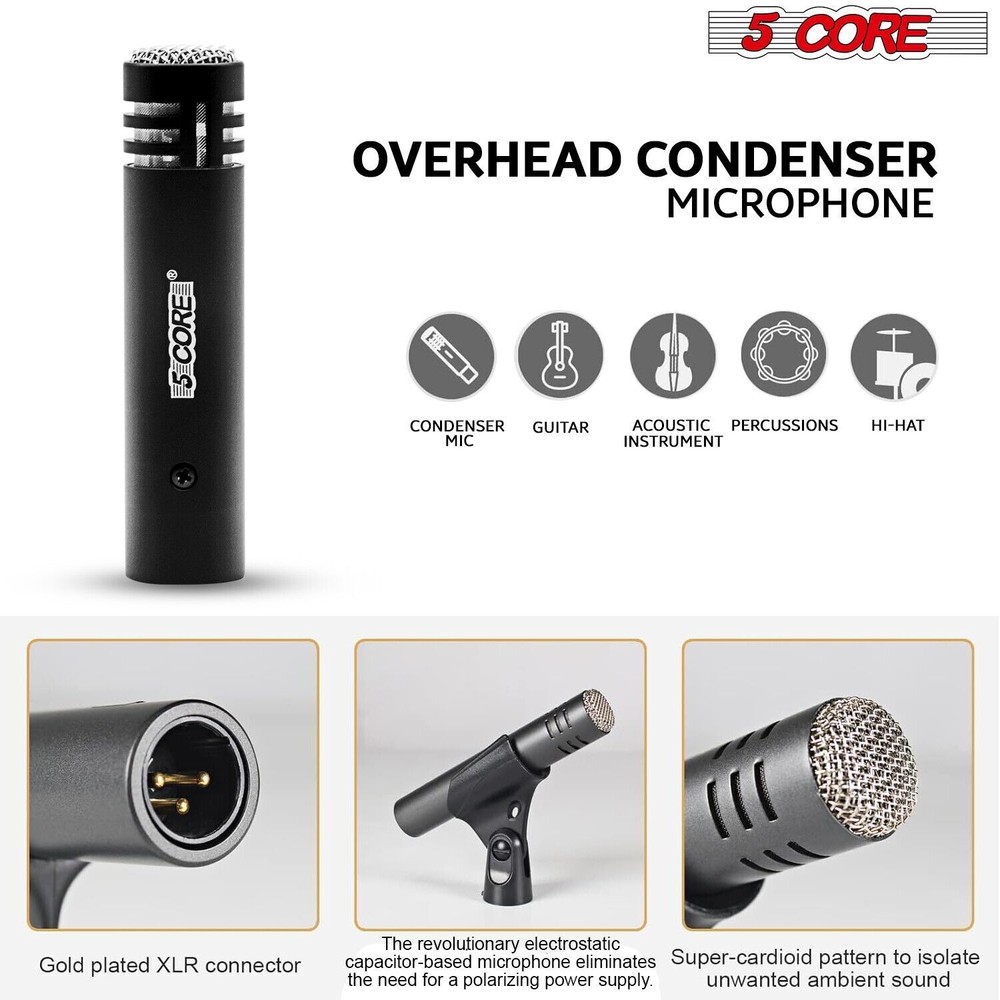 5Core Drum Mic Kit 7Pcs Kick Tom Snare Dynamic Microphone Instrument Mics Set