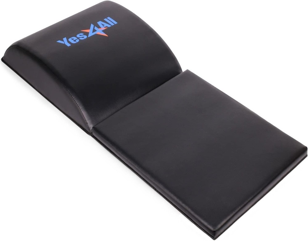 Foldable Ab Exercise Mat with Tailbone Support for Ultimate Comfort - Black