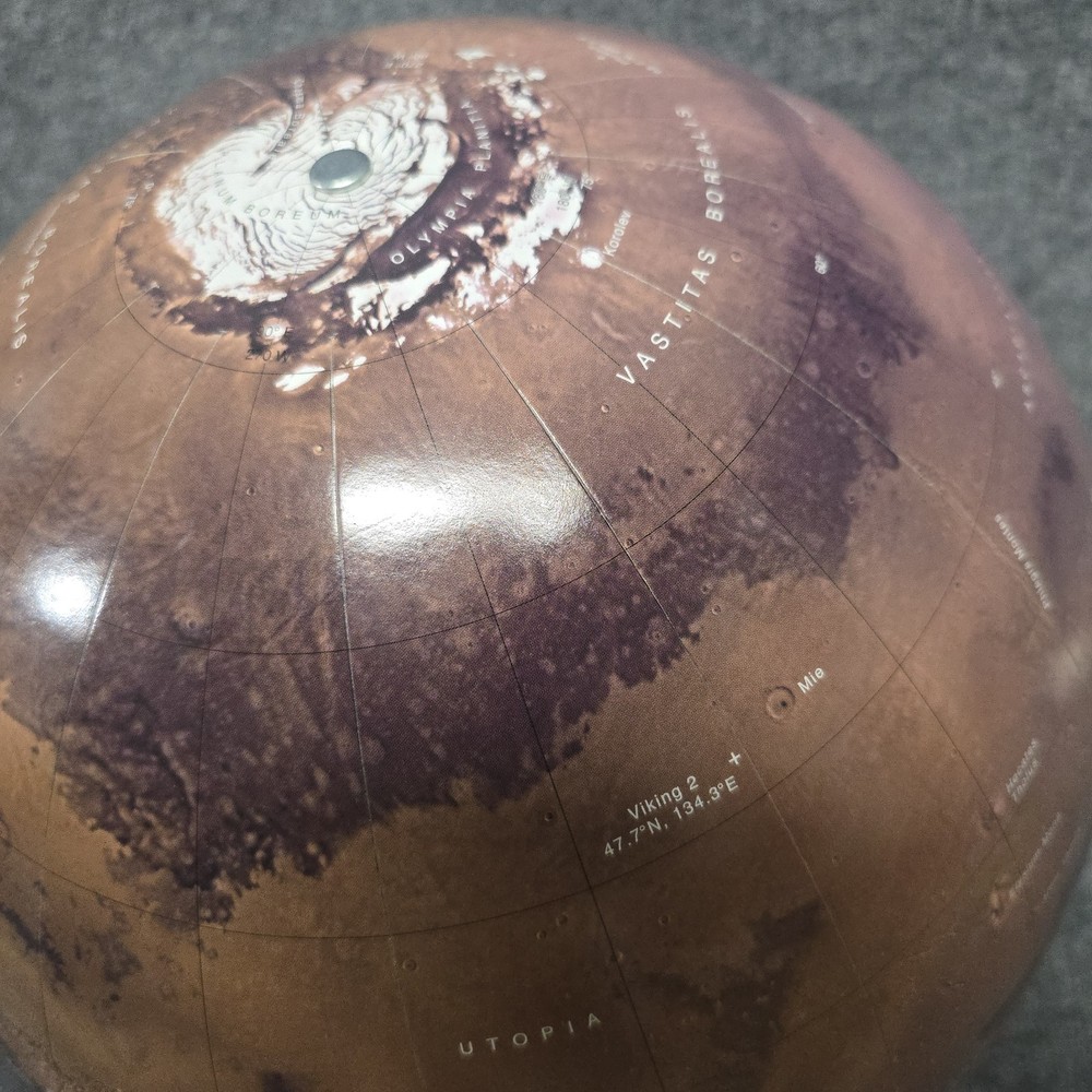 Mars Globe Planet Model Educational Astronomy Globe w Stand Space Decor 12" EUC