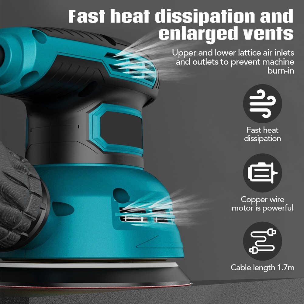 6 Speed Adjustable Electric Eccentric Sander with Dust Collection 360° Rotation