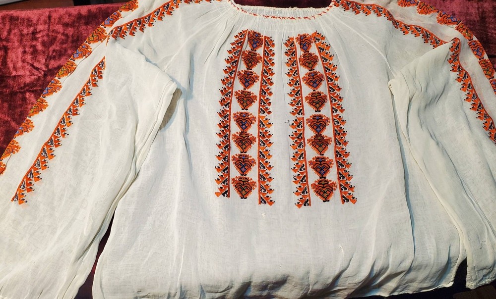 Exquisite Antique Romanian Silk Blouse