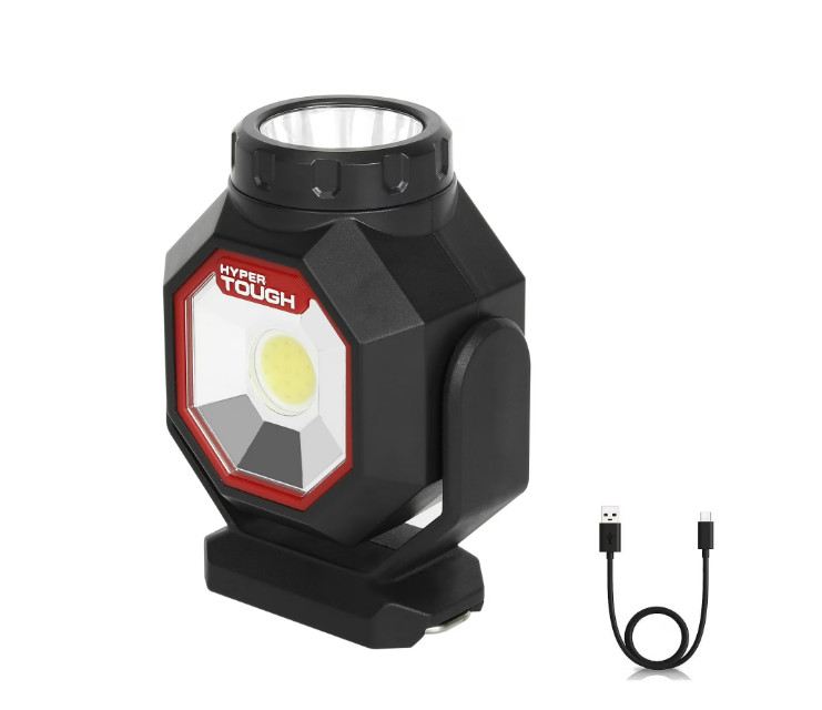 Hyper Tough 500 Lumen Rechargeable Compact Work Light, Integrated LED