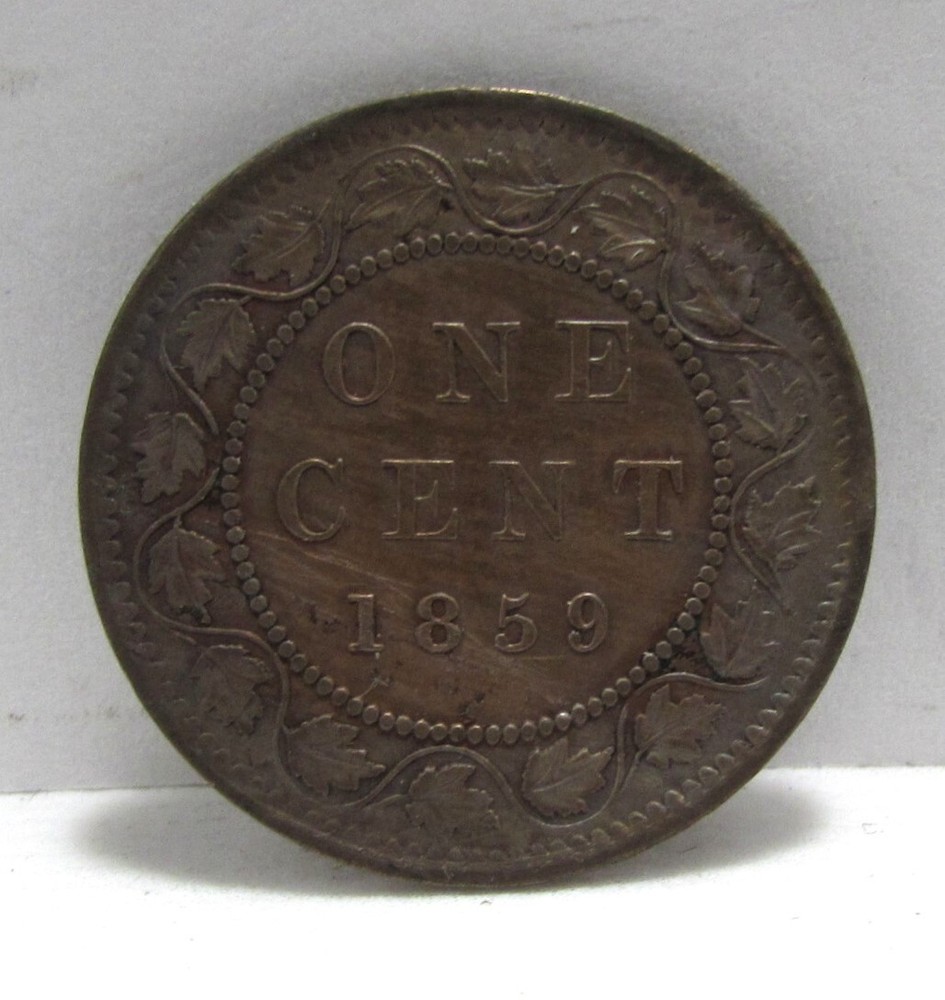 1859 Canada Large Cent Penny 1 Cent Nice Coin Almost Uncirculated