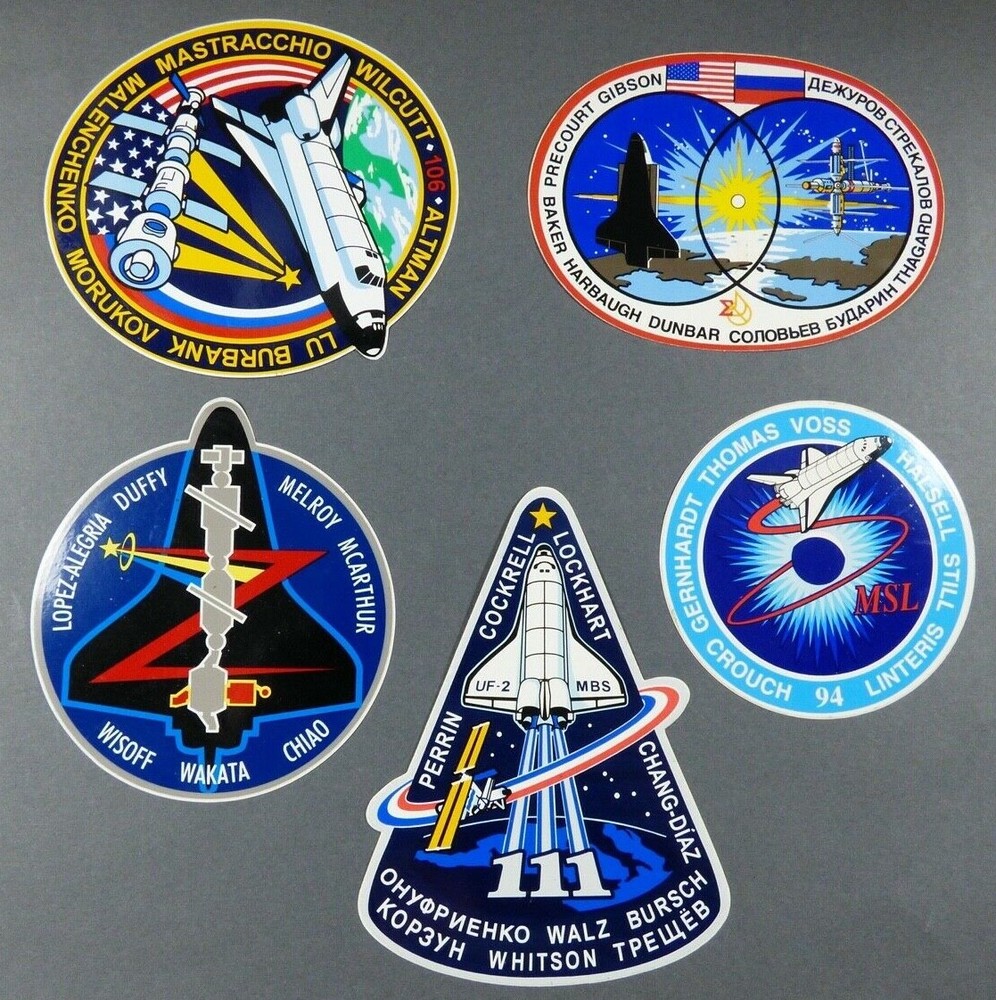 lot of 5 Space Flight Shuttle Sticker Decals Patches