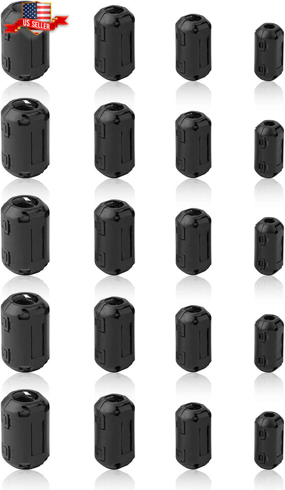 20 Pack Ferrite Chokes Bead Ring Core RFI EMI Noise Suppressor Filter Cable Clip