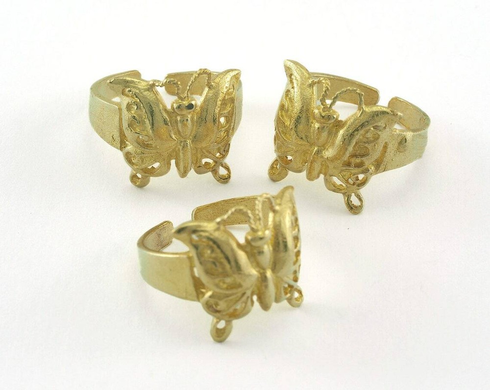 Butterfly Ring Adjustable Ring Raw brass (17.5mm 7US inner size) 2645