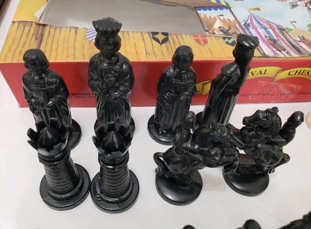 Medieval Chess Set with Gothic Chessmen & 4" King John H Hansen Co.