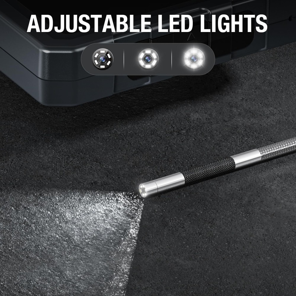 3.9mm Two-Way Articulating Borescope with Light, 5-inch IPS Endoscope Inspect...