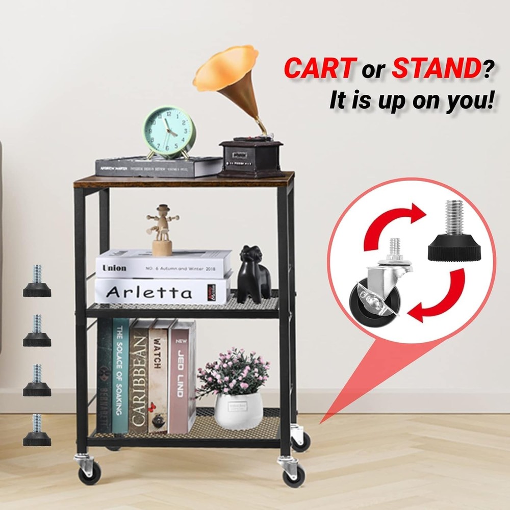 Multifunctional 3-Tier Rolling Storage Cart - Perfect for Kitchen or Office Use