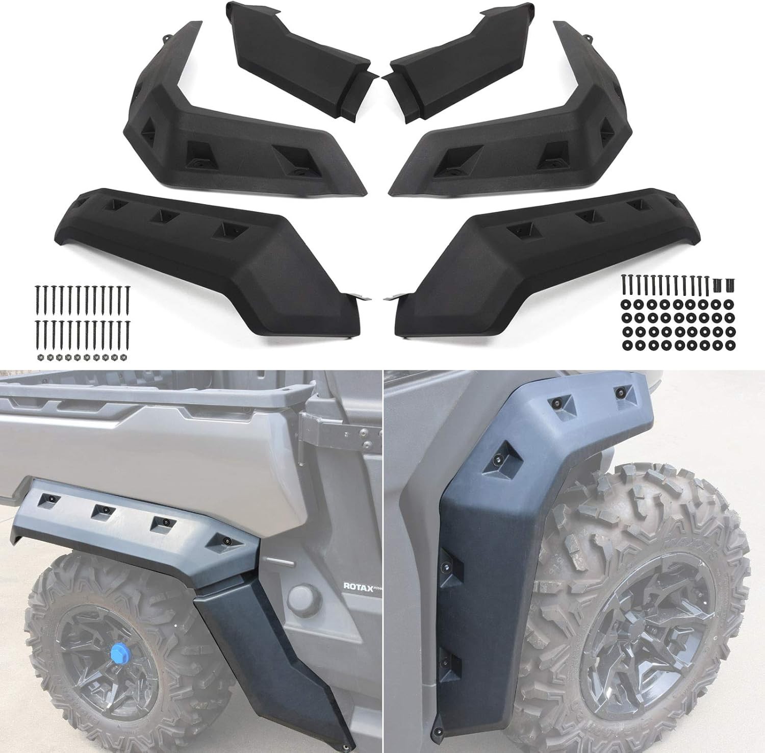 Extended Fender Flares Compatible with Can Am Defender, Mud Guards Front&Rear