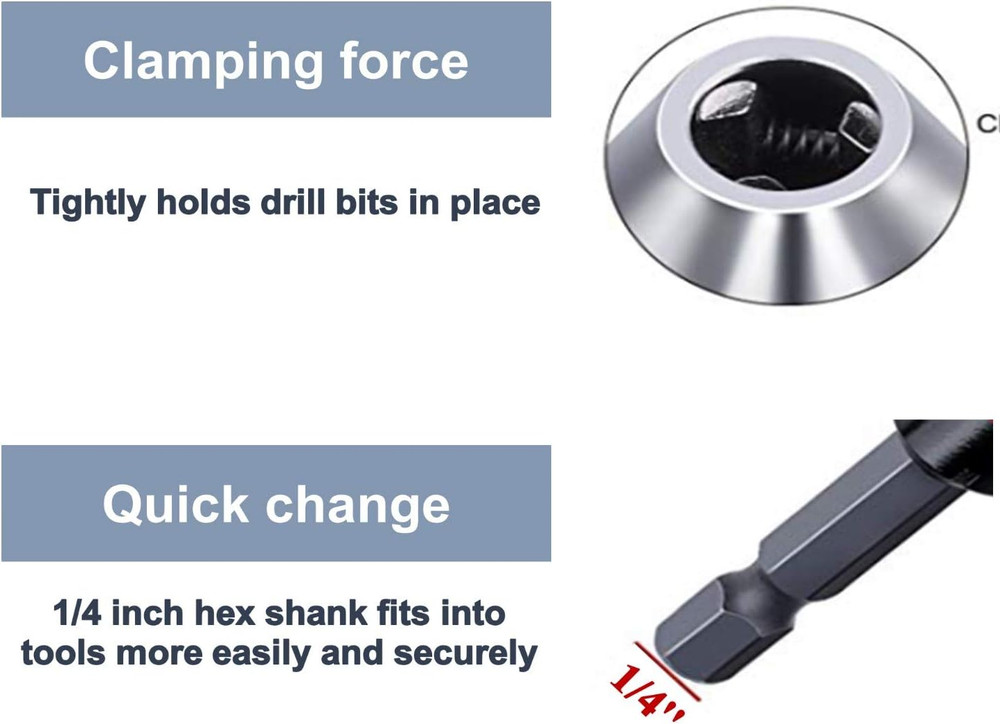 Keyless Chuck Adapter for Impact Driver - 2Pcs Impact Drill Adapter 1/4 Hex Shan