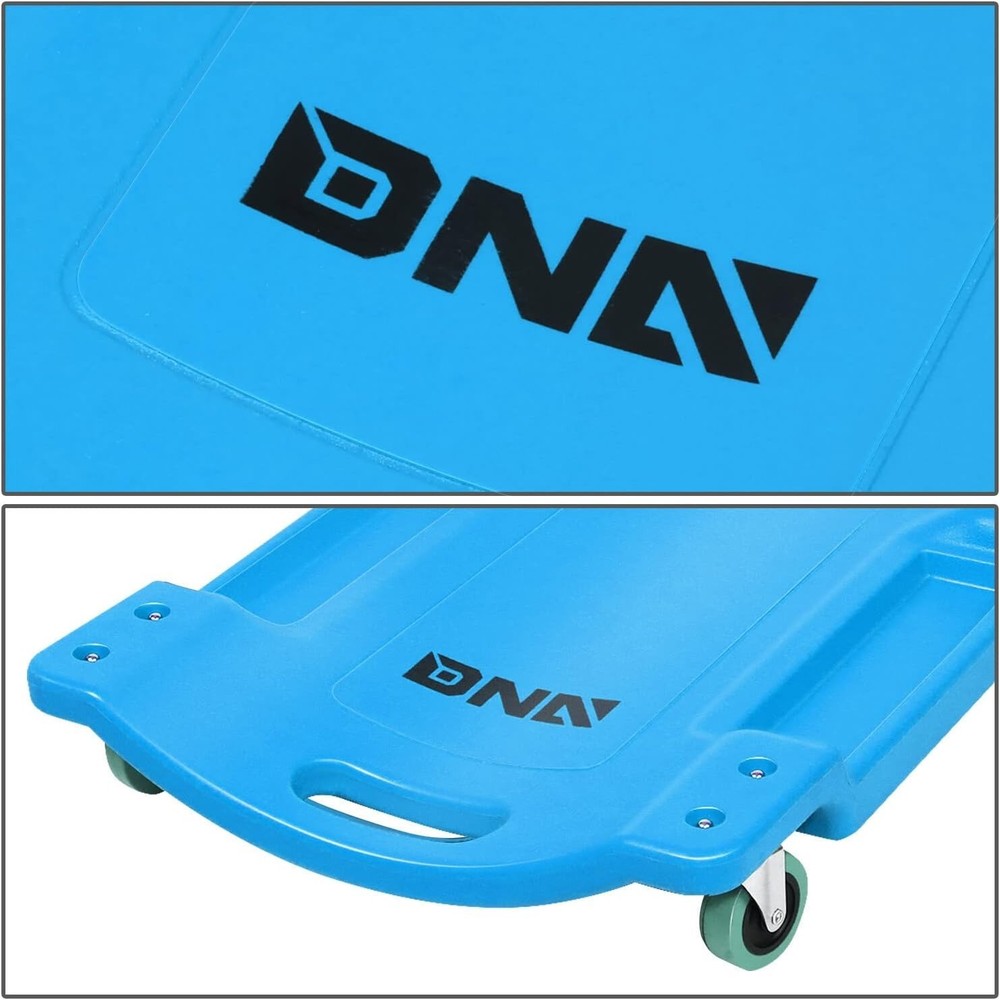 40" Blue Plastic Car Creeper, Low Profile, Padded Headrest, 6 Casters