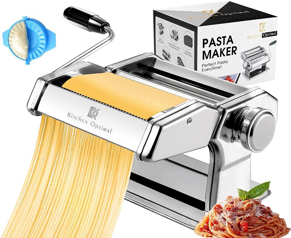 Pasta Maker Machine Stainless Steel Manual Roller Press Adjustable 8 Settings