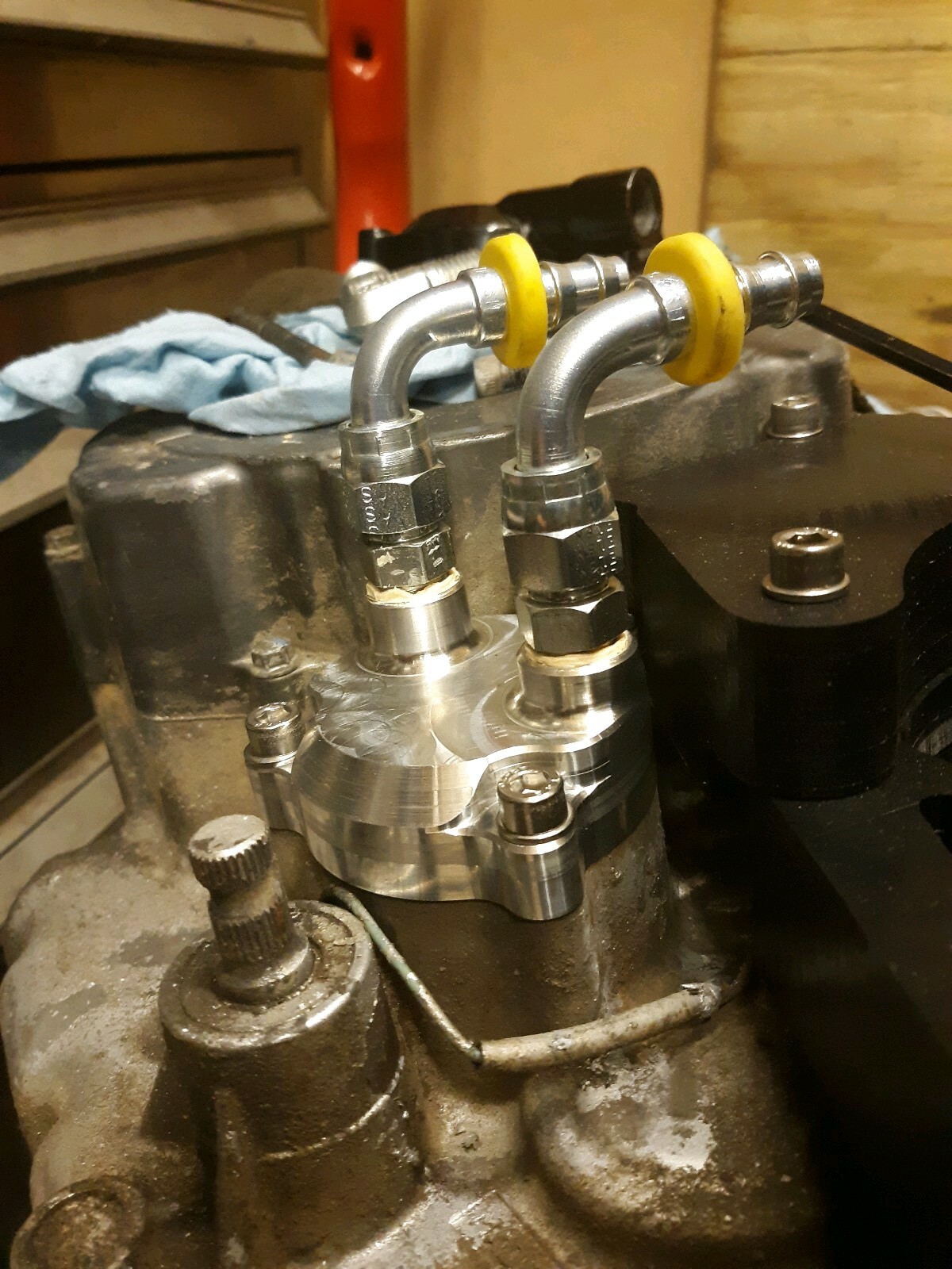 Fit Yamaha Warrior Raptor 350 Oil Filter to oil Cooler Adapter Billet