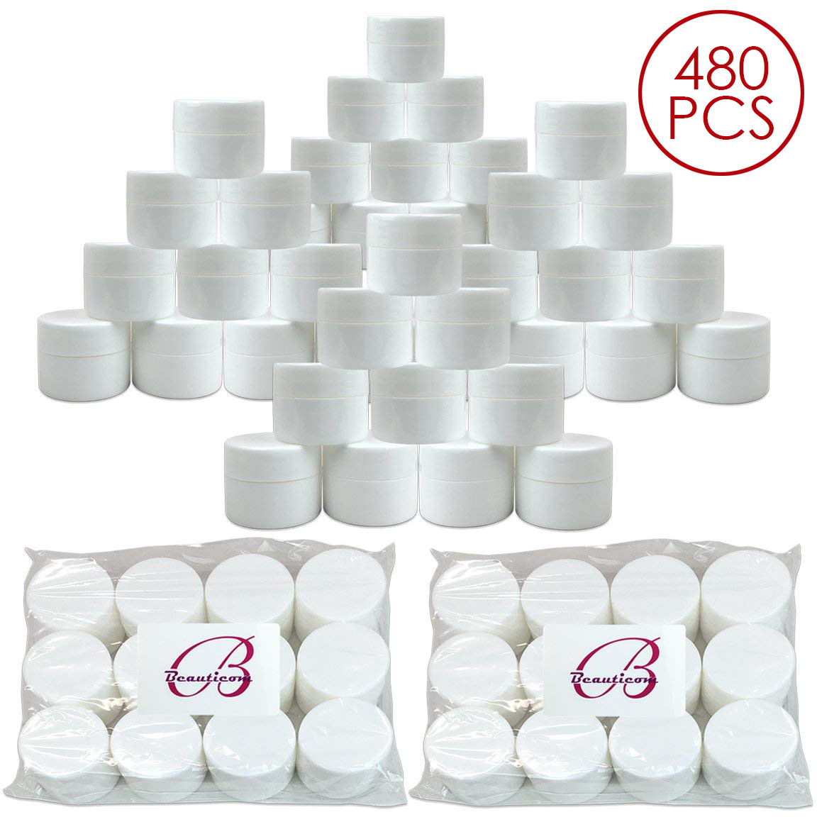 480 Pcs 7g White Cosmetic Empty Jar Pot Eyeshadow Makeup Face Cream Lip Balm 7ml
