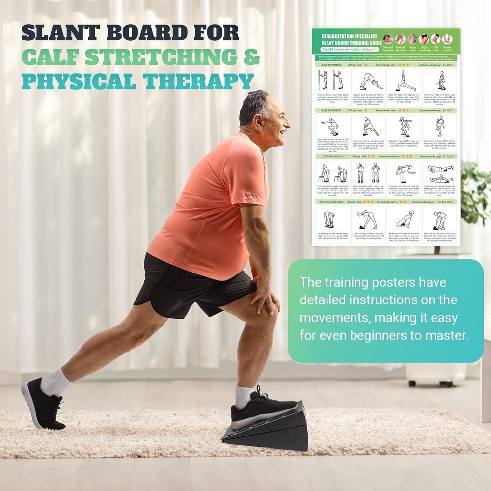 Slant Board for Calf Stretching, 5 Adjustable Angles Incline Black