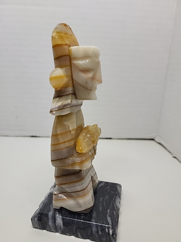 Onyx Marble Aztec Carved Stone 5"×2"×2"
