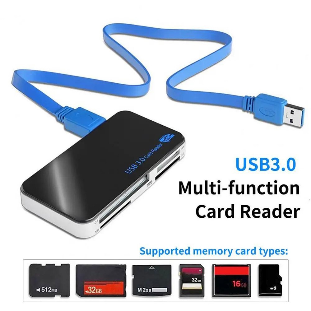 USB 3.0 Memory Card Reader Adapter 5GBPS Fit CF/TF/SD/Micro SD/XD/M2/MS Card US