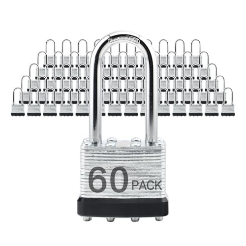 Lock Outdoor Padlocks, Key Lock, Padlocks with Same Key - 60 PACK BLACK