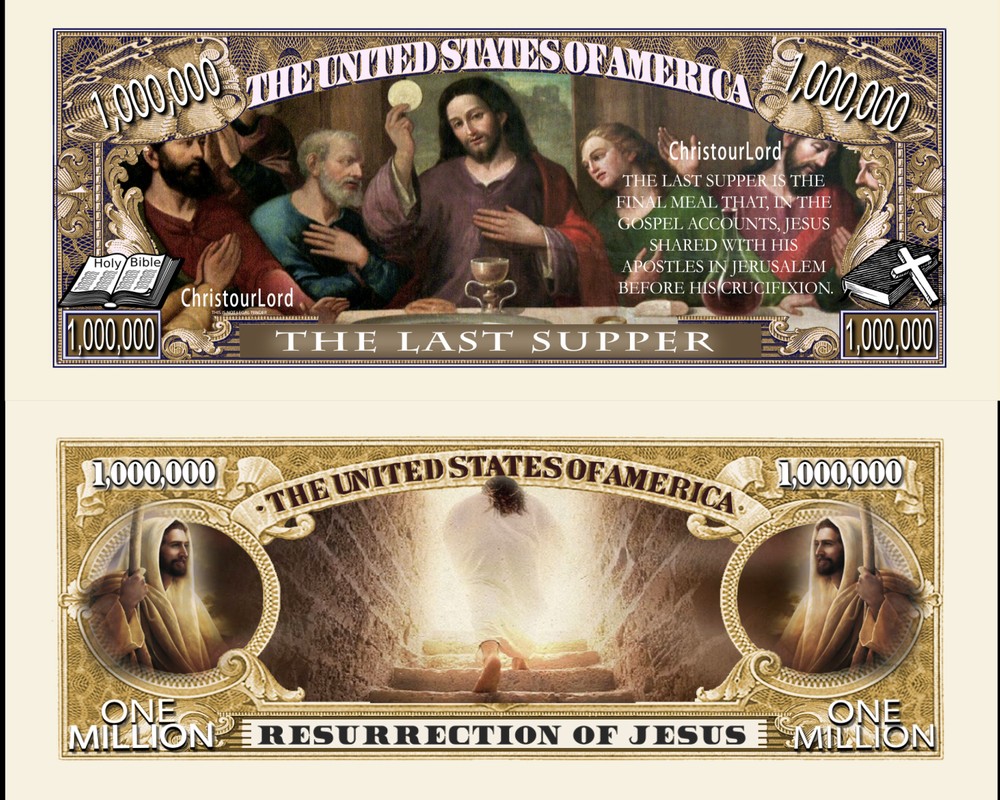 OUR LAST SUPPER JESUS DOLLAR BILL (2 Bills)