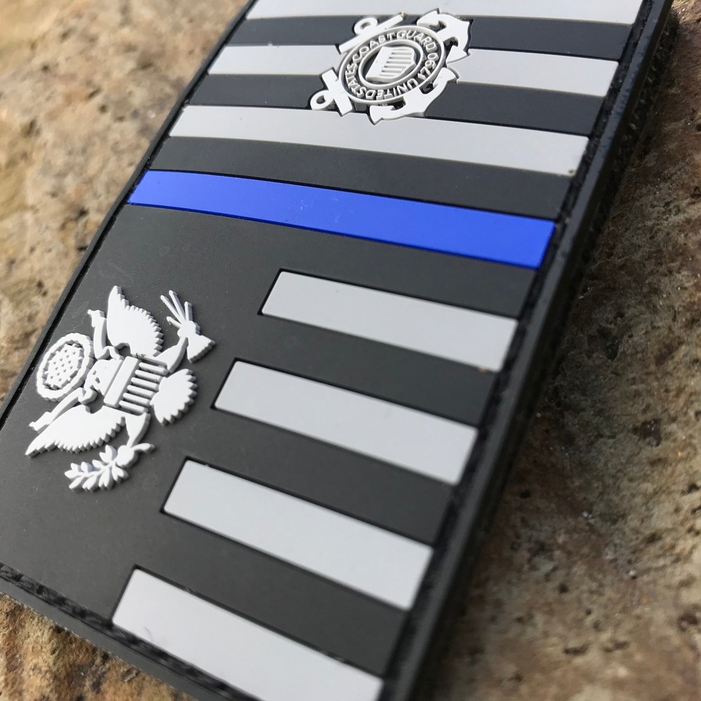 Thin Blue Line Subdued Coast Guard Ensign Flag PVC Patch