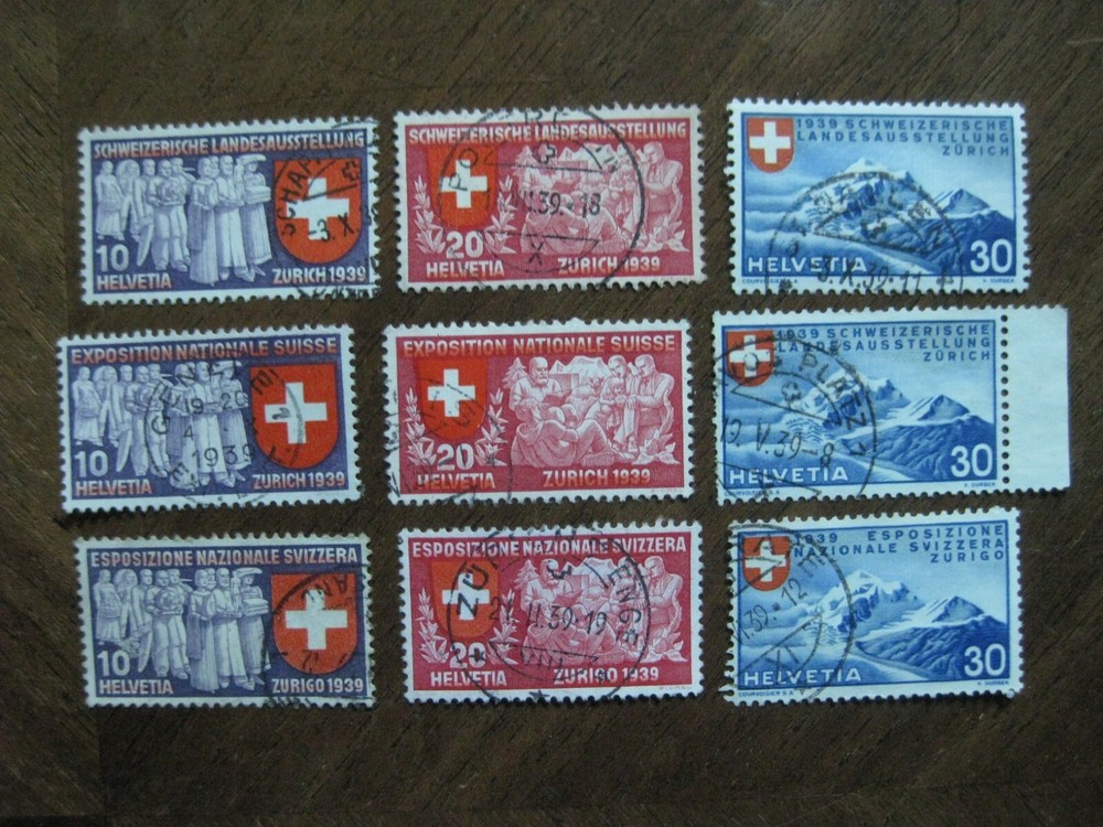 Switzerland Mi No. 335-343 Complete Postmarked g28)