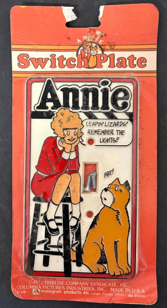 1981 Monogram #51450 Annie The Musical Wall Light Switch Plate NRFB
