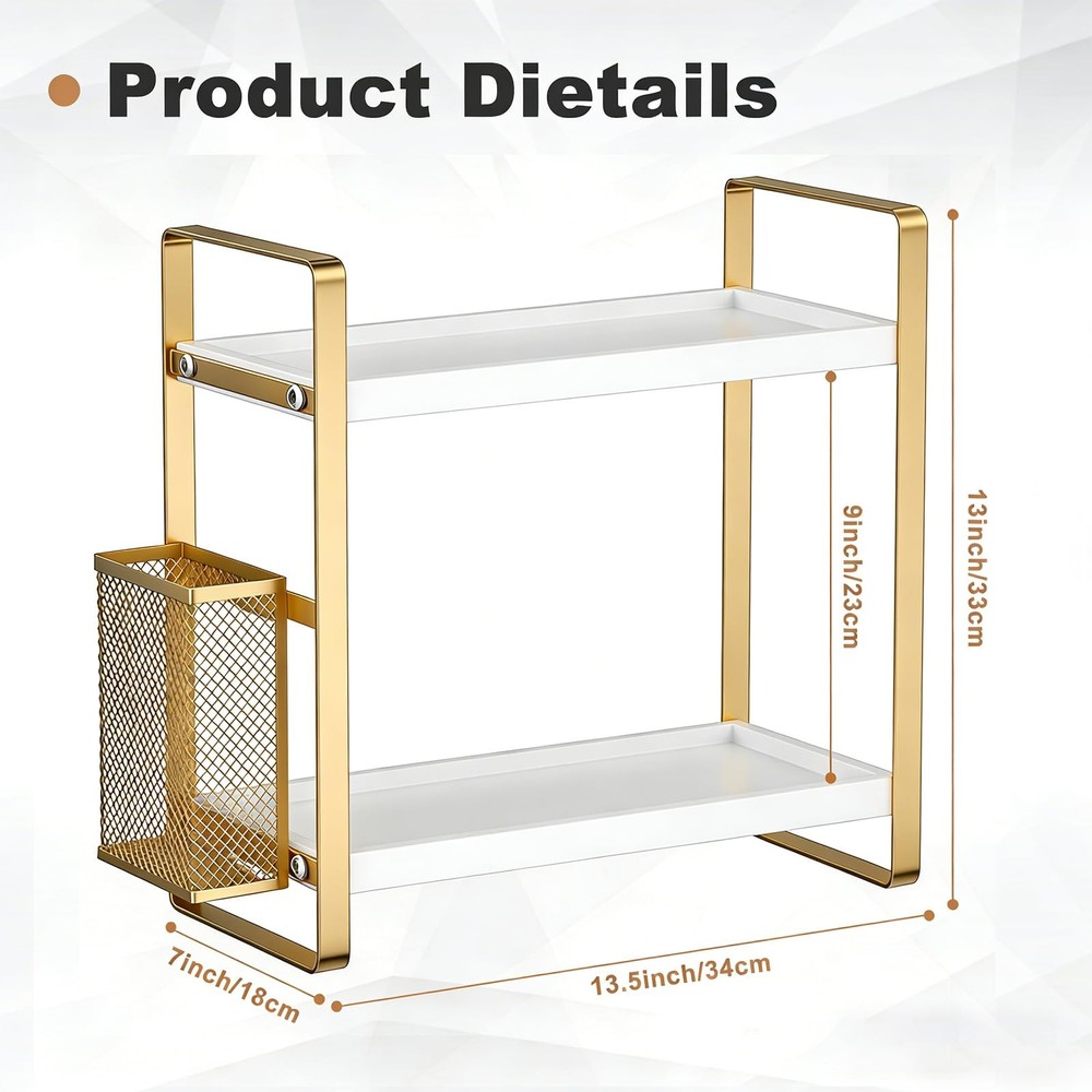 2Tier Kitchen Storage Organization Rack Side Baskets Multifunctional Spice