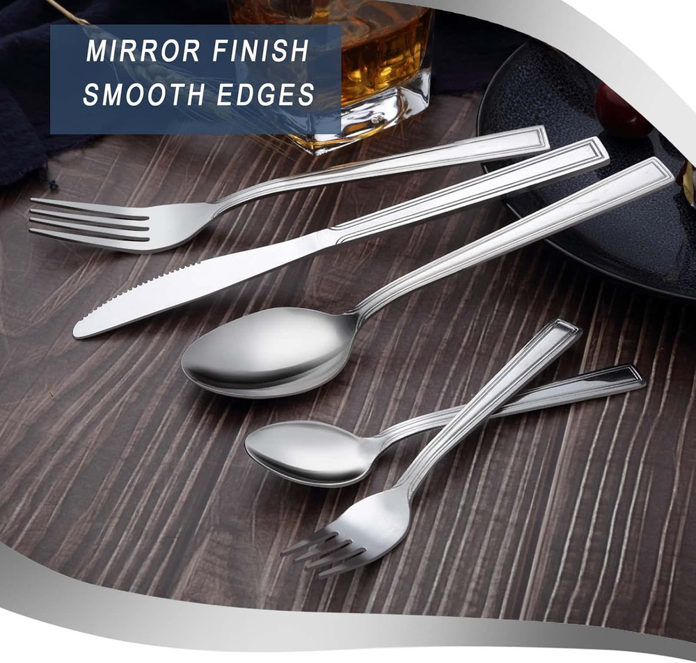 60-Piece Silverware Set for 12 - Stainless Steel Silverware Set, Include Spoo...