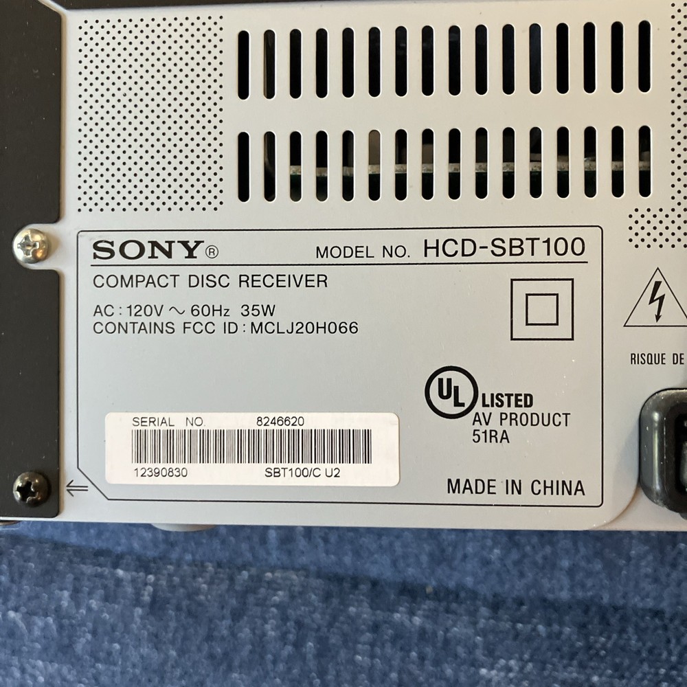 Sony HCD-SBT100 Compact Disc Home Receiver Bluetooth Audio System with remote