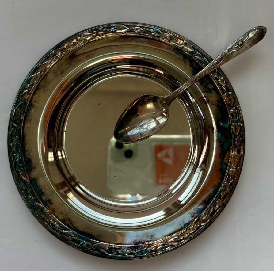 Silver Plated Compote Dish with Spoon By Oneida