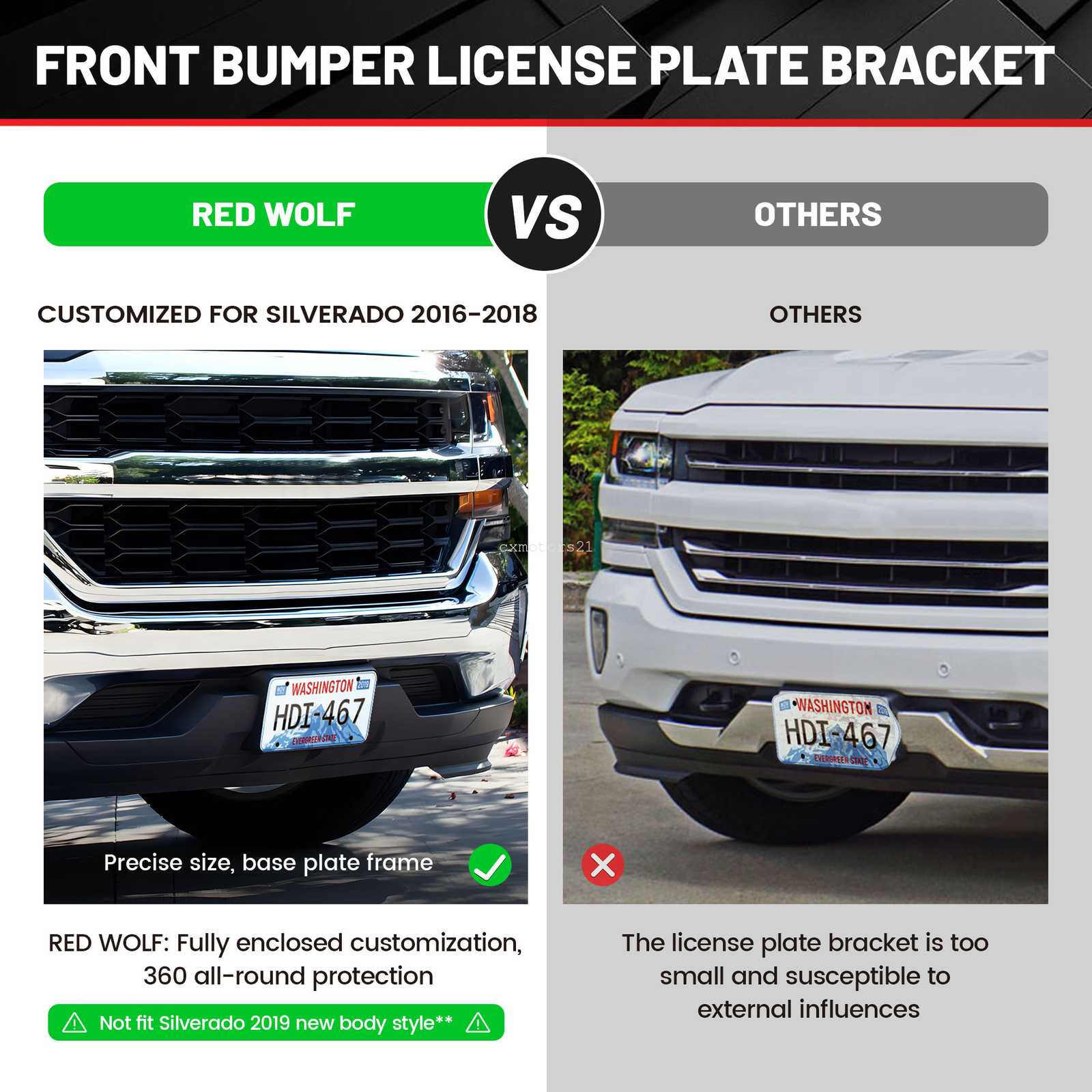 Front License Plate Bracket Mount Holder For 2016 2017 2018 Chevy Silverado 1500