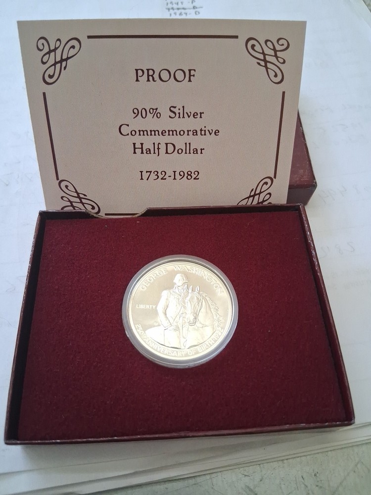 1982-S George Washington Proof Silver Commemorative Half Dollar With Box