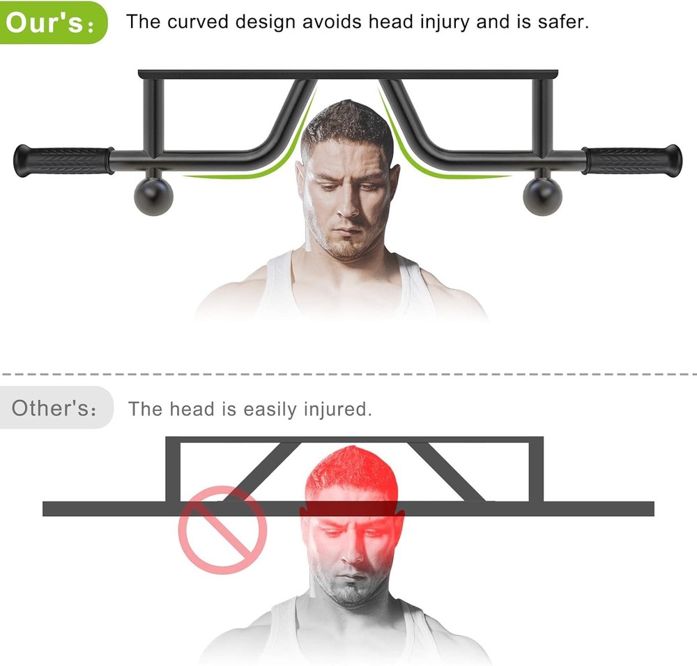 Heavy Duty Wall C: Mount Pull Up Bar With 2 Rings & Balls
