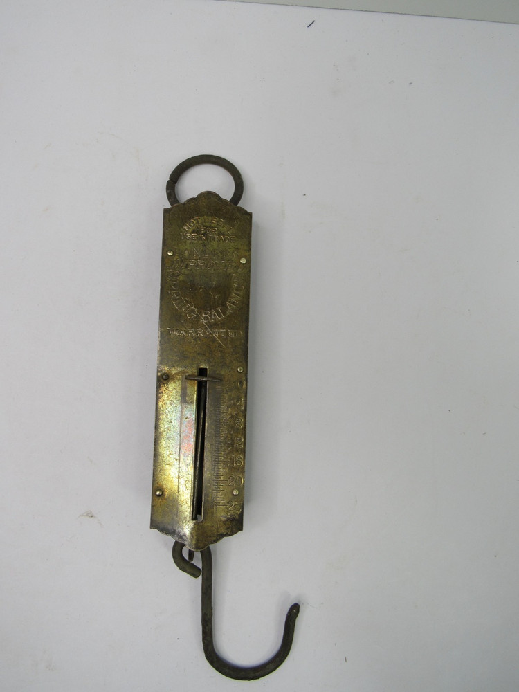 Vtg Lander's Improved Spring Balance Hanging Scales Brass Front Works GUC