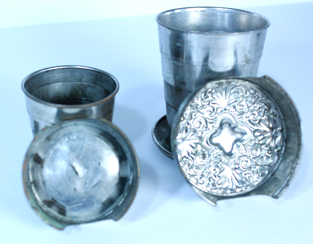 Antique 1897 Collapsible Metal Drinking Telescoping Cups