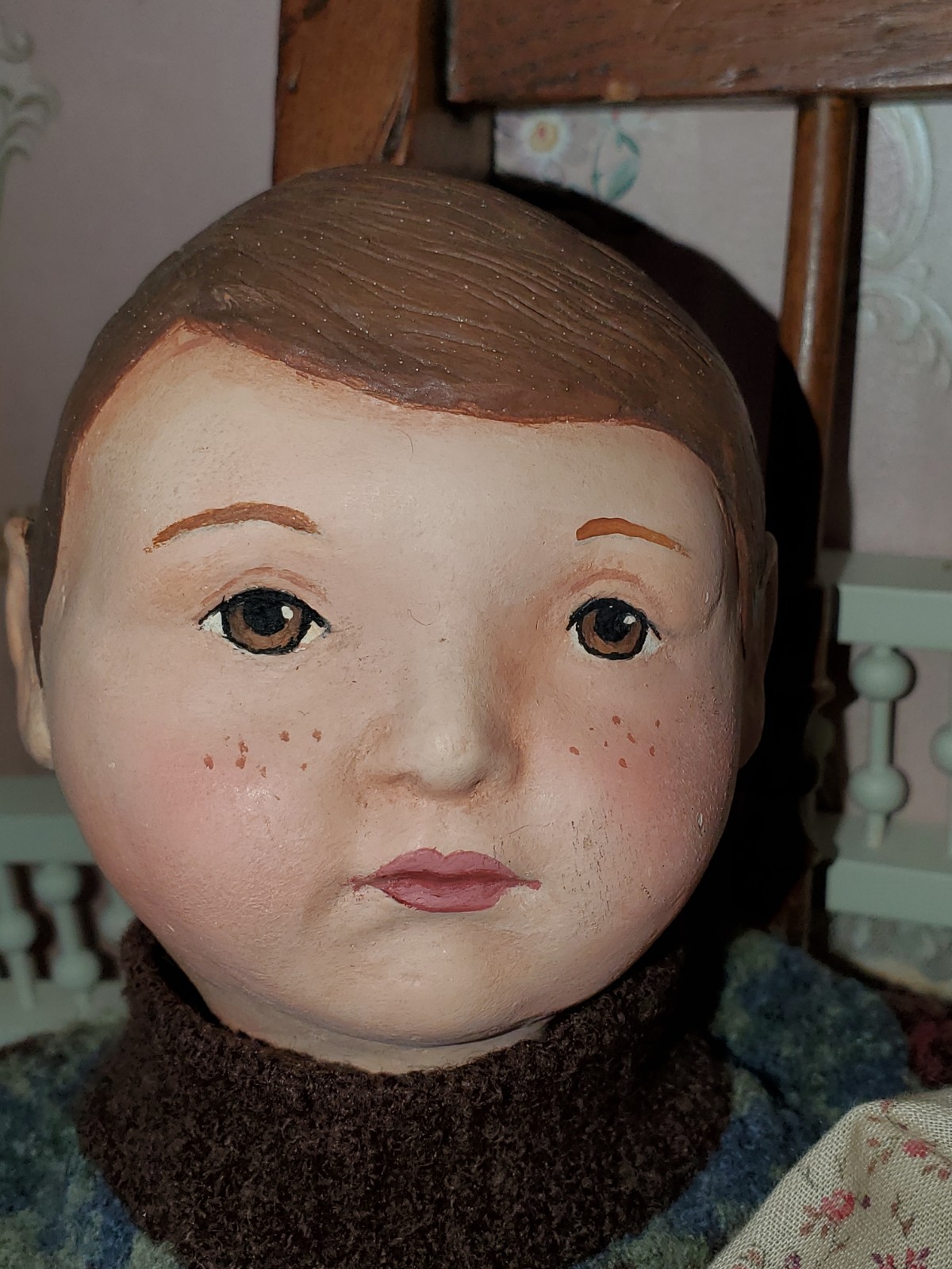 OOAK Folk Art Handmade 19” Paper Mache & cloth Twin dolls Sign Dorothy Shunke 09