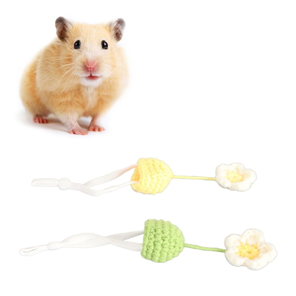 2Pcs Cute Tiny Hamster Hat with Adjustable Strap Mini Hand Knitted Hats