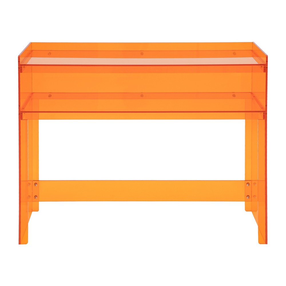 2 Tier Acrylic Table Clear Entry Table Small Entryway Table Orange 100*30*80cm