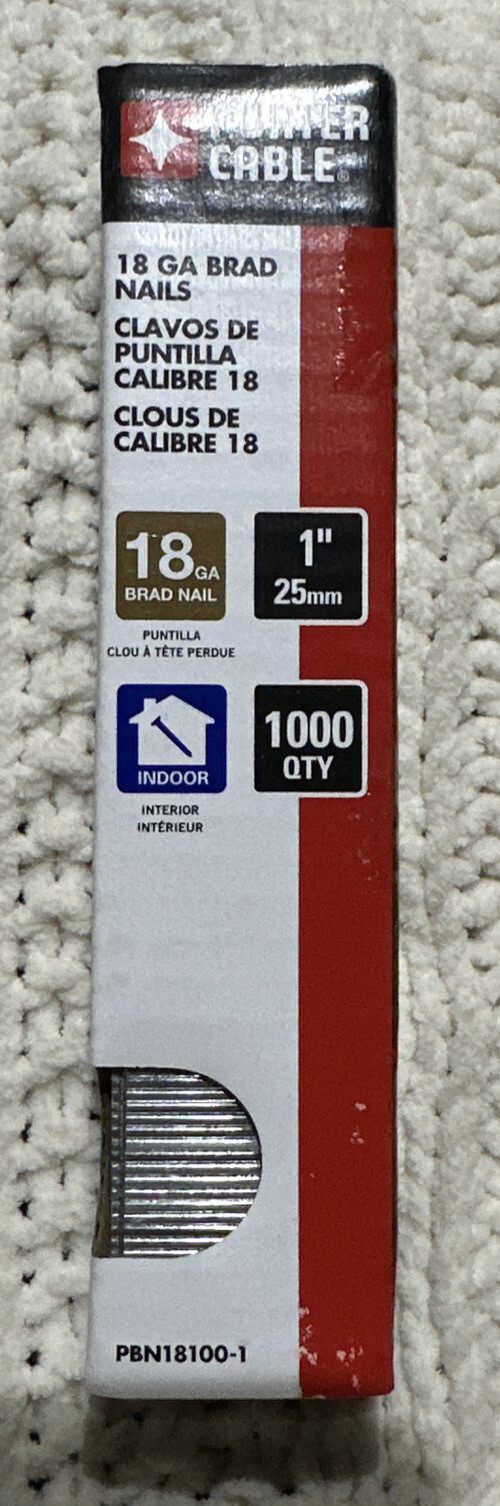 PORTER-CABLE PBN18100-1 - 25mm / 1-Inch 18 Gauge Brad Nails, 1000-Pack