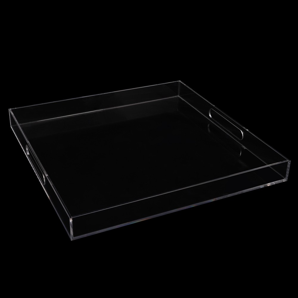 Clear Large Acrylic Serving Tray,Transparent Serving Tray with Handles