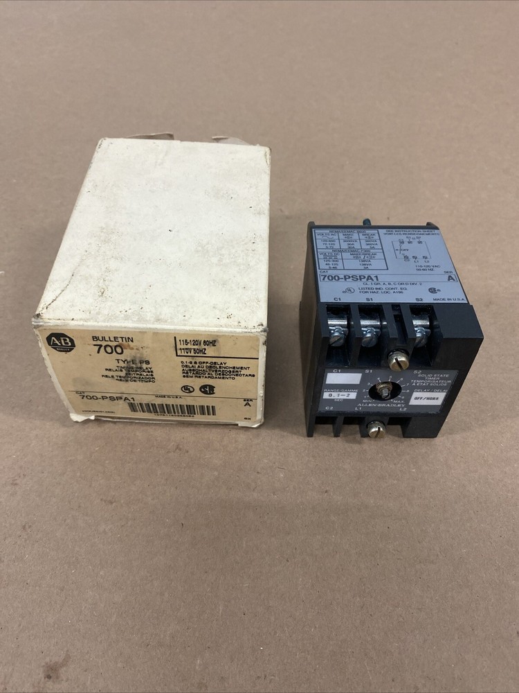 ALLEN BRADLEY 700-PSPA1 SOLID STATE TIMER 0.1-2 SEC OFF-DELAY SERIES A