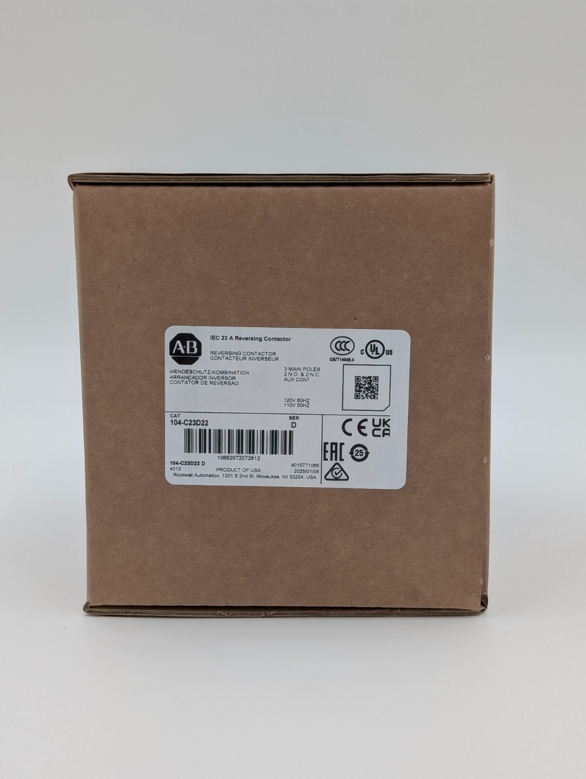 Allen Bradley 104-C23D22 Reversing Contactor 23A 110V 50 Hz / 120V 60 Hz. NEW