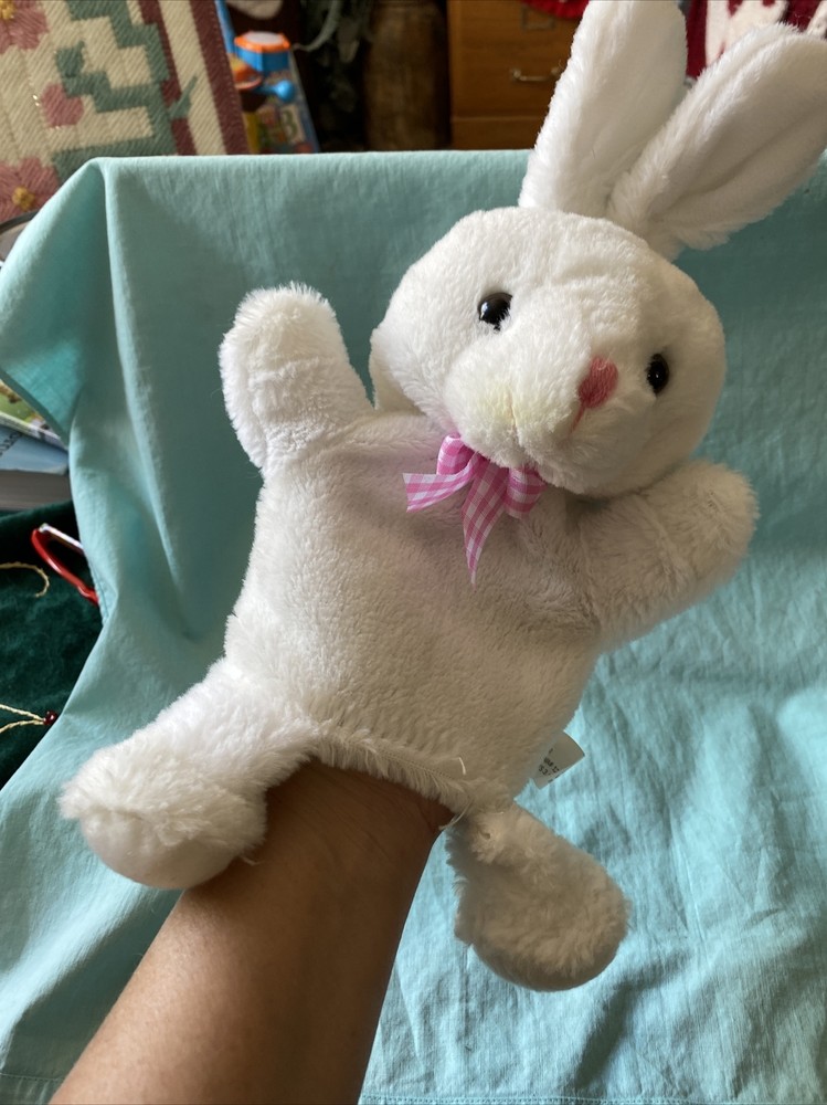 Easter Bunny White Rabbit small hand white Puppet Used Generic Brand